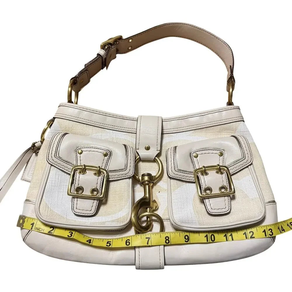 Vintage Coach Cream Legacy Flap Shoulder Bag
